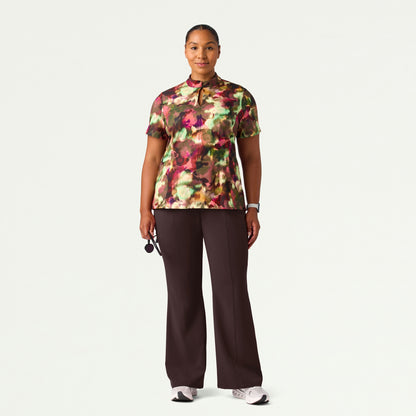 Aria Fit & Flare Mock-Neck Scrub Top - Floral Haze - WOMEN'S TOPS - Jaanuu