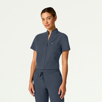 Serin Slim 1-Pocket Scrub Top - Carbon Gray - WOMEN'S TOPS - Jaanuu