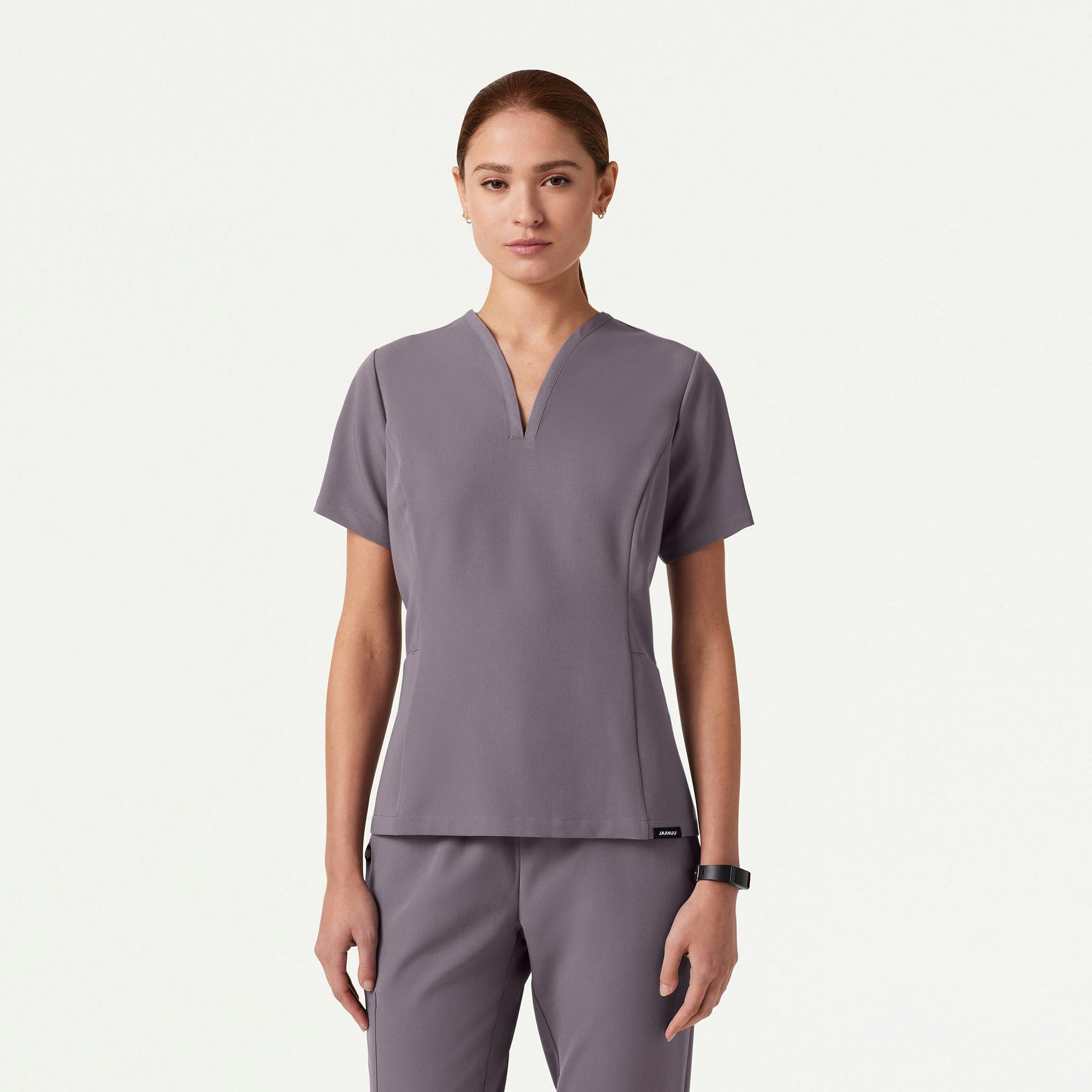 Calix Fit & Flare Scrub Top - Titanium - WOMEN'S TOPS - Jaanuu