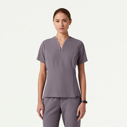 Calix Fit & Flare Scrub Top - Titanium - WOMEN'S TOPS - Jaanuu