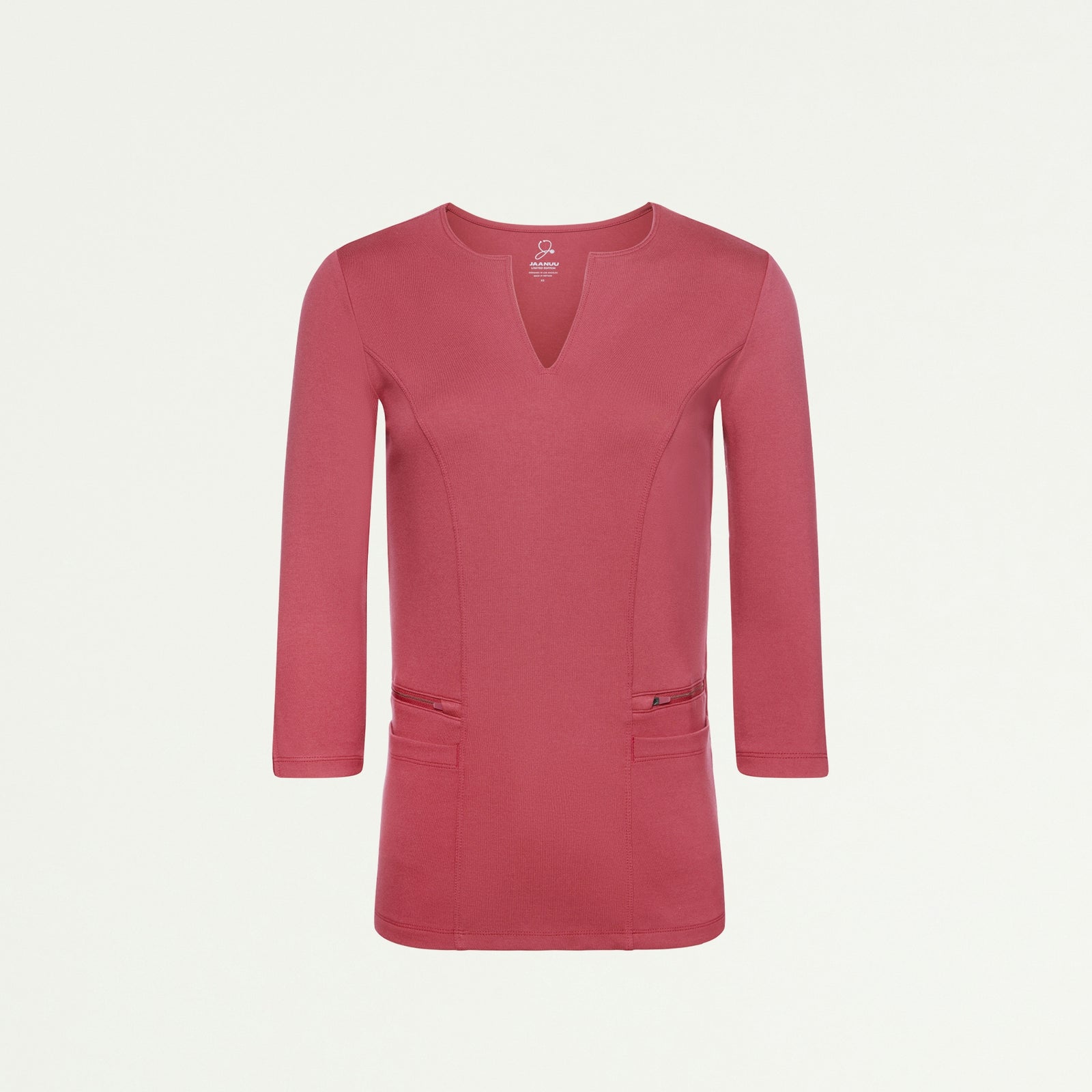 Zoe Slim 3/4-Sleeve ULTRAsoft Scrub Top - Mulberry - WOMEN'S TOPS - Jaanuu