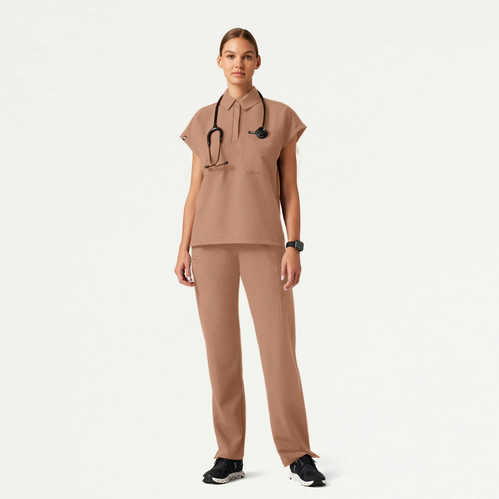 Acta Oversized 2-Pocket Scrub Top - Clay - WOMEN'S TOPS - Jaanuu