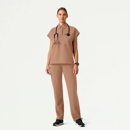 Acta Oversized 2-Pocket Scrub Top - Clay - WOMEN'S TOPS - Jaanuu