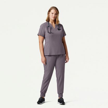 Calix Fit & Flare Scrub Top - Titanium - WOMEN'S TOPS - Jaanuu