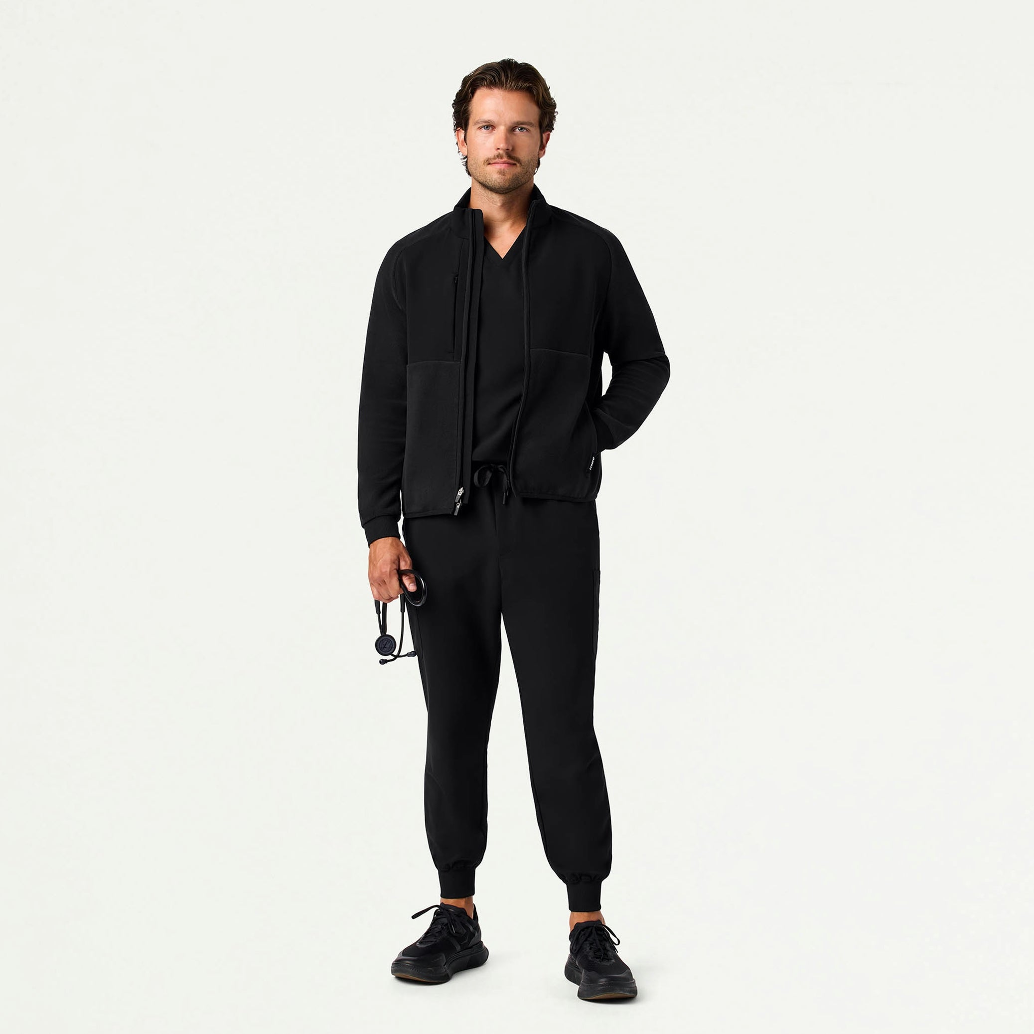 The Auggie Fleece Scrub Set - Black - 1