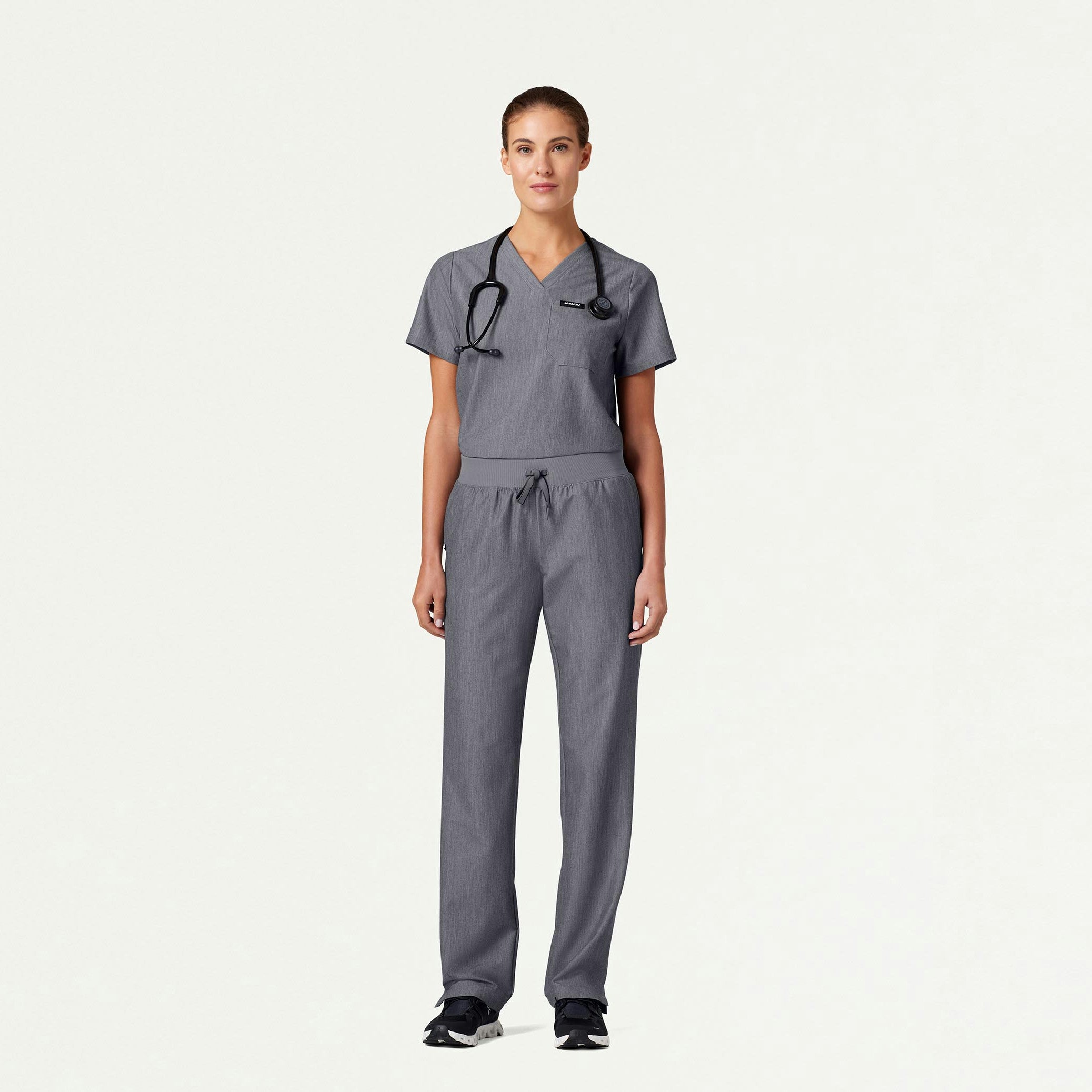 The Ava Essential Scrub Set - Heather Gray - 1