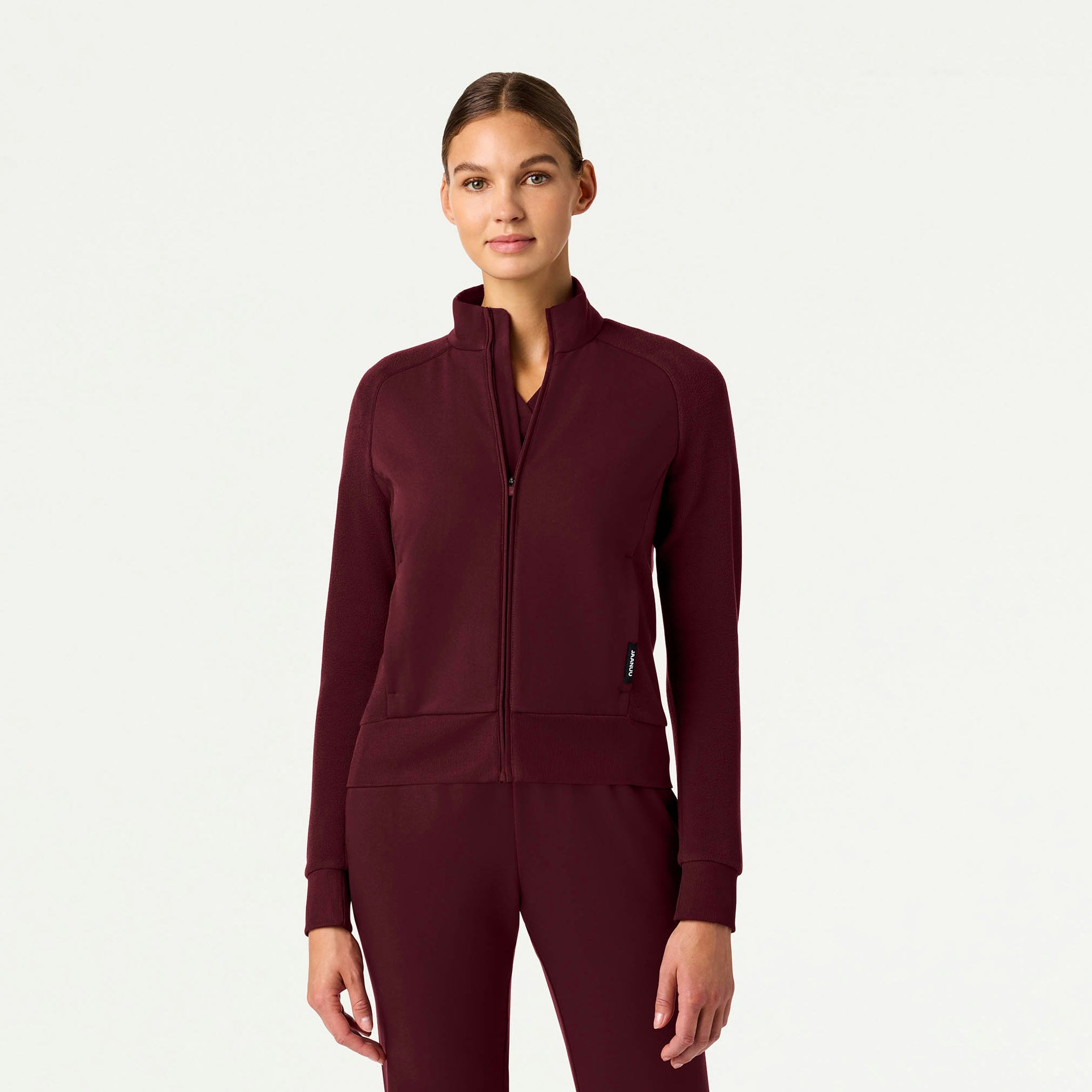 The Ava Fleece Scrub Set - Burgundy - 2