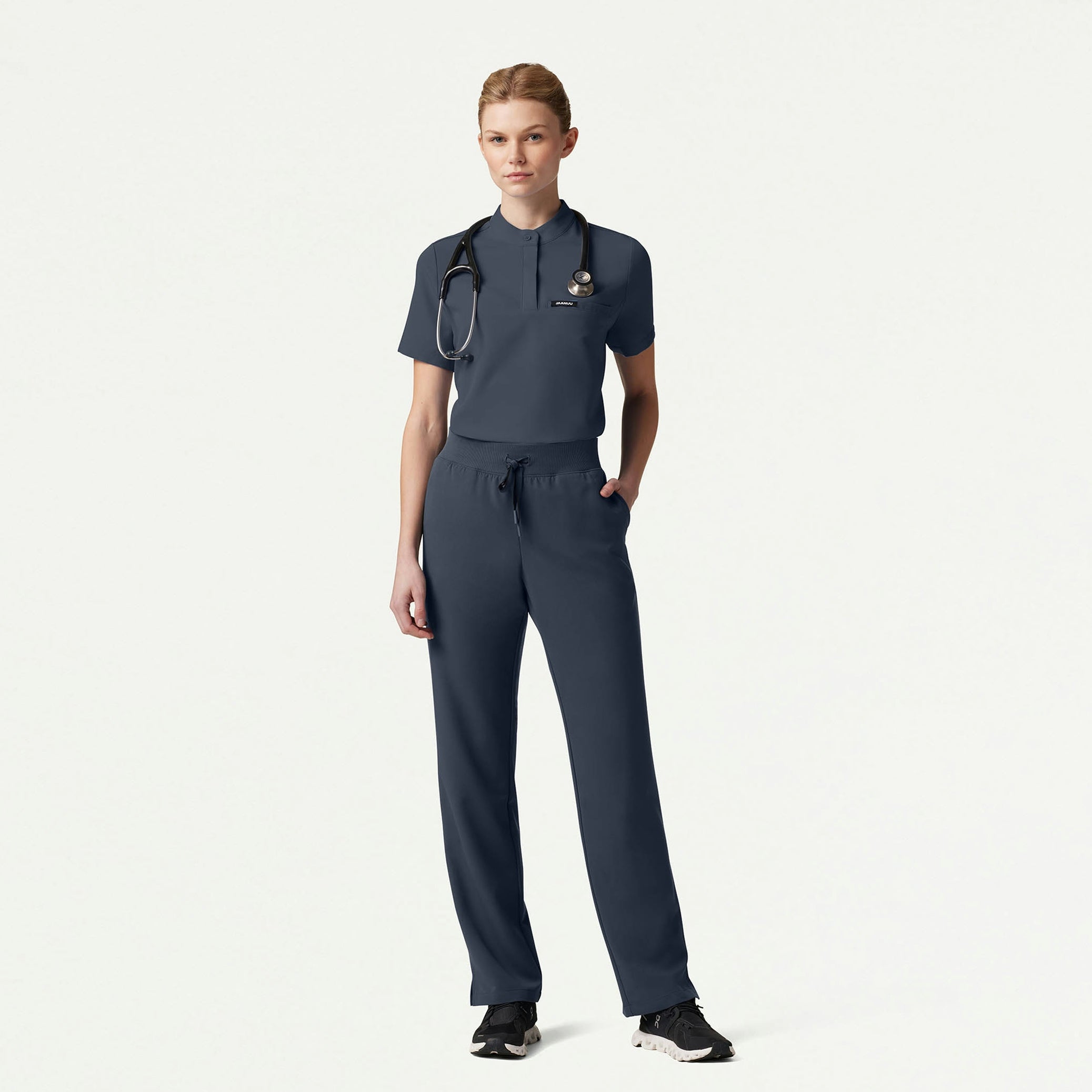The Evie Essential Scrub Set - Carbon Gray - 1