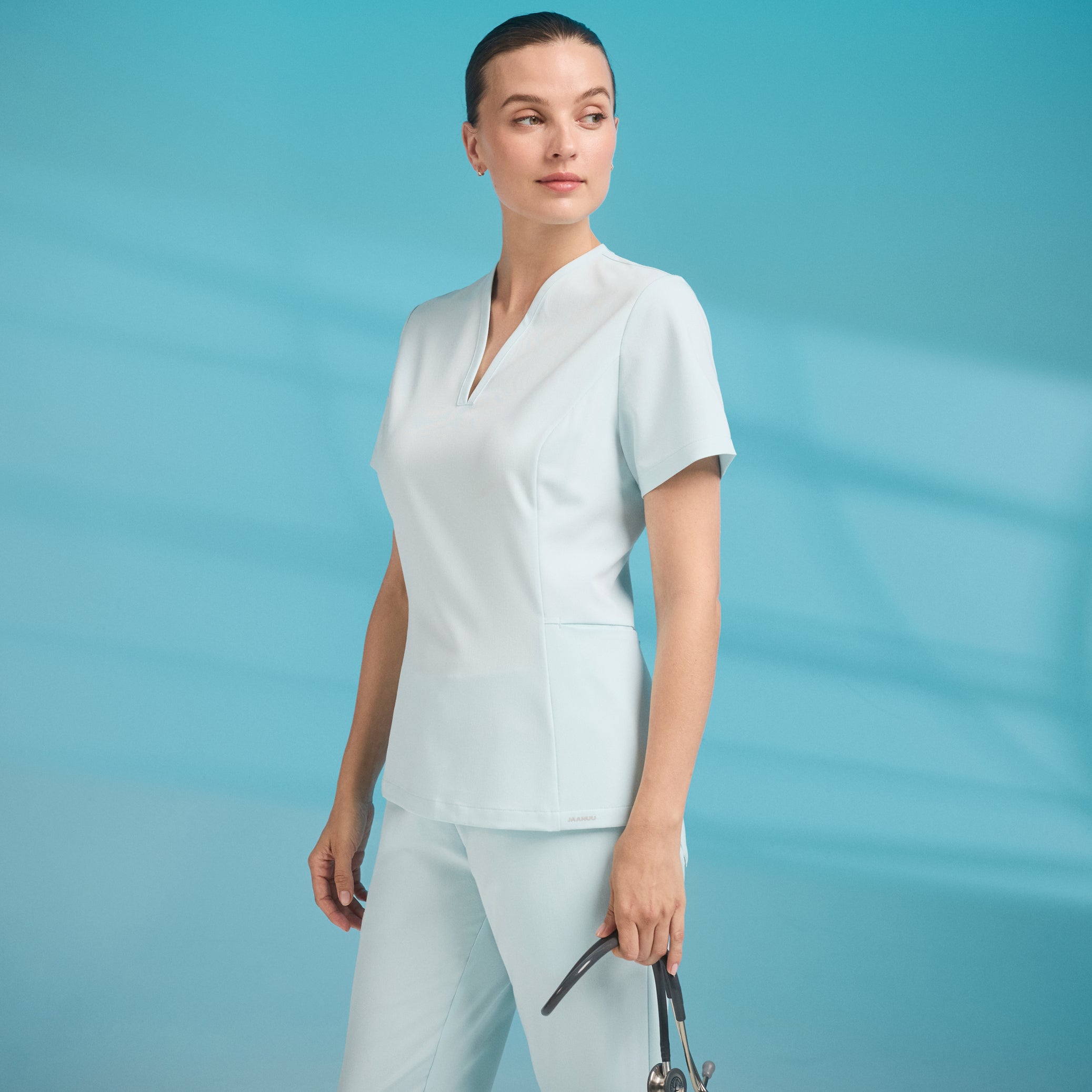 Calix Fit & Flare Scrub Top - Sky Blue – JAANUU